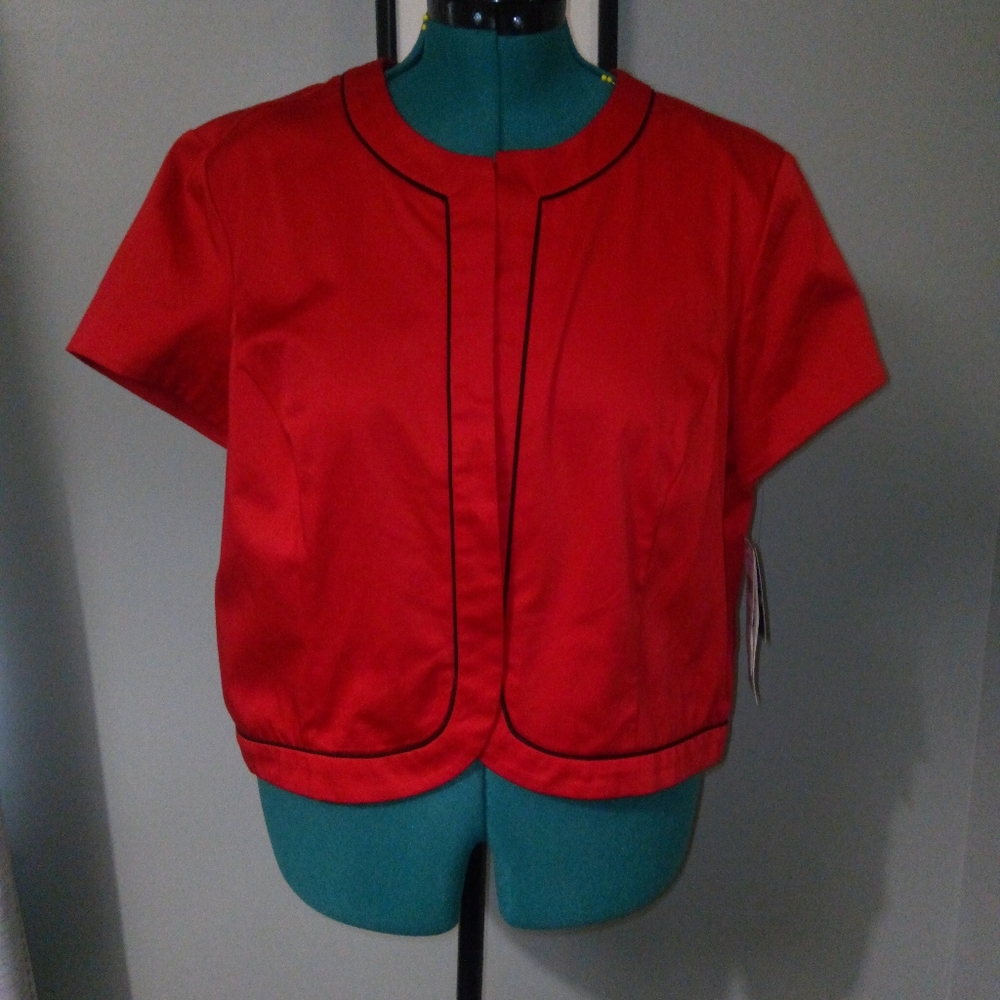 Studio I Short Sleeved Blazer in Red Sz 18 NWT